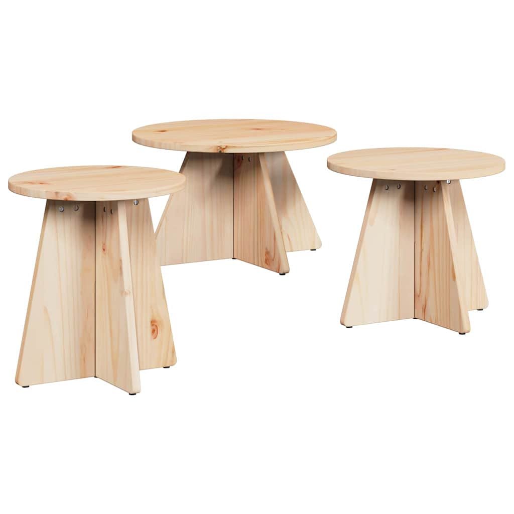 Walplus Pack of 3 Coffee Table - Natural - 49 x 49 x 30 cm