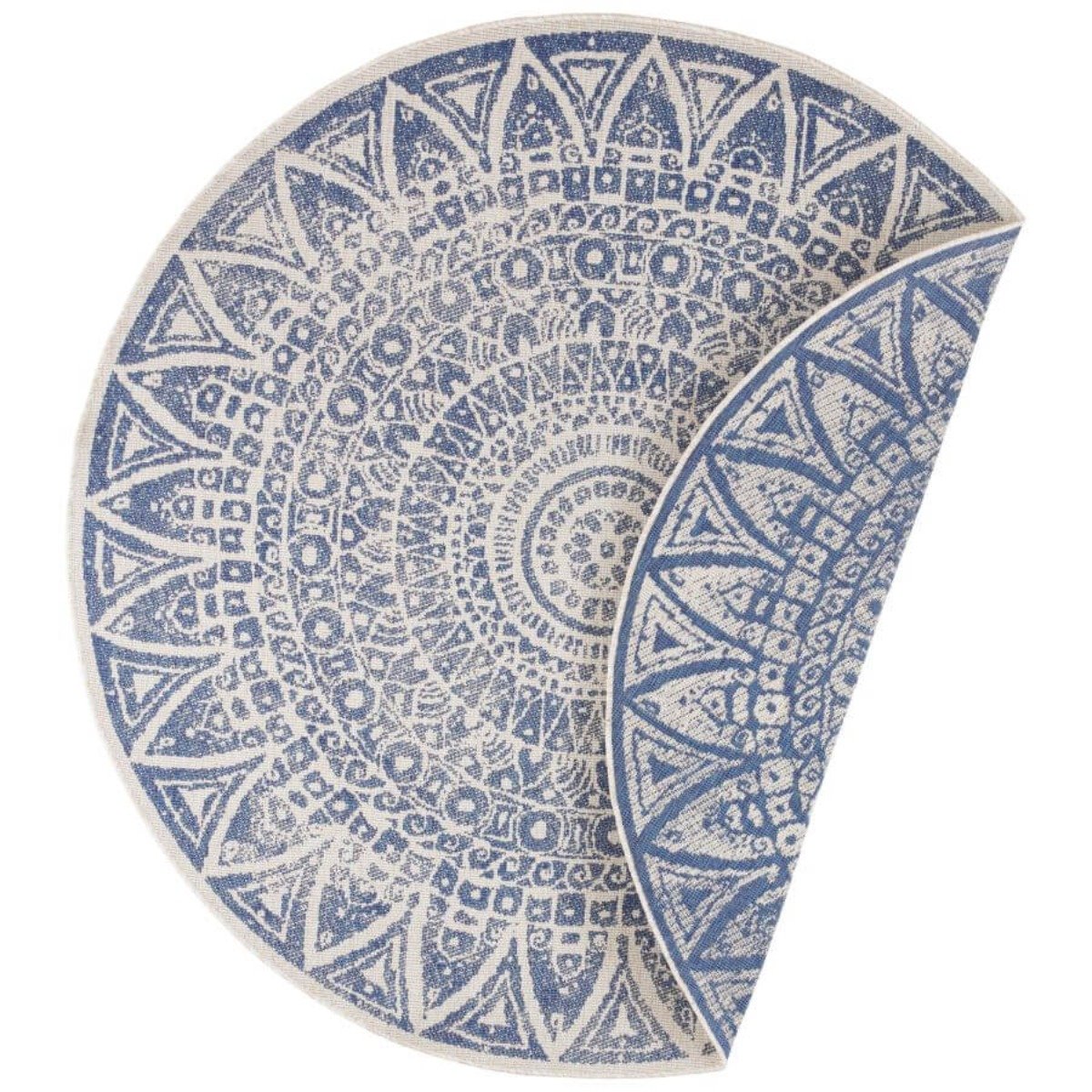 Hanse Home Blue Lilja Vintage Indoor Outdoor Reversible Round Rug - 100cm