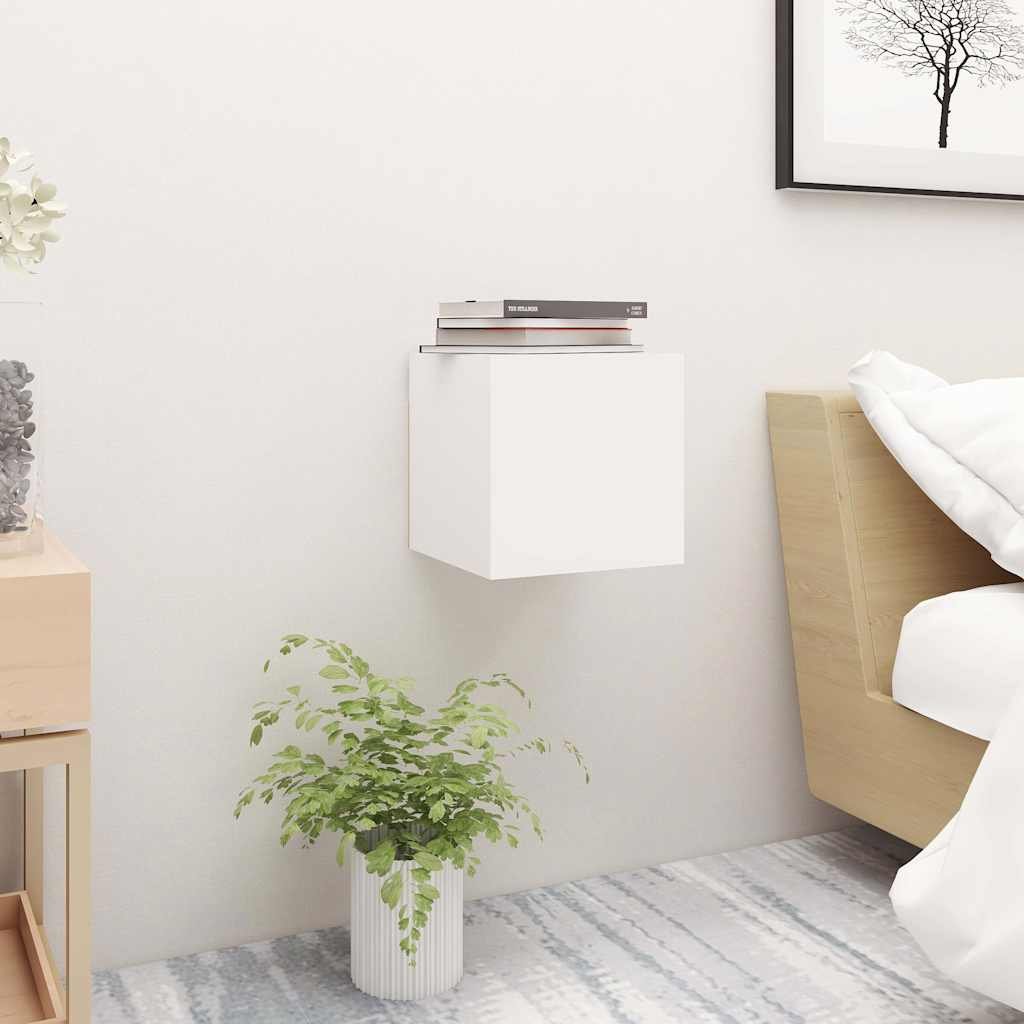 Walplus Engineered Wood Bedside Cabinet - White - 30.5 x 30 x 30 cm