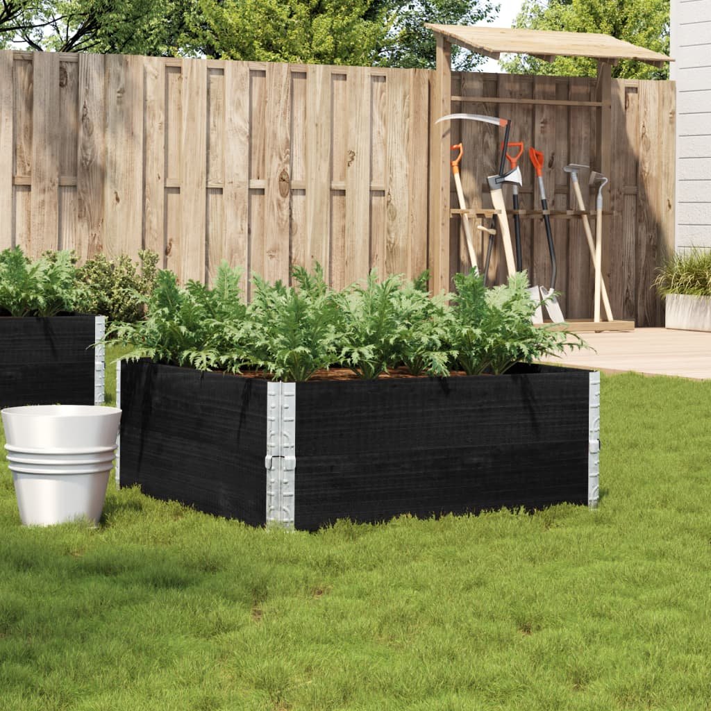 Walplus Wood Garden Planter - Black - 100 x 100 x 41 cm