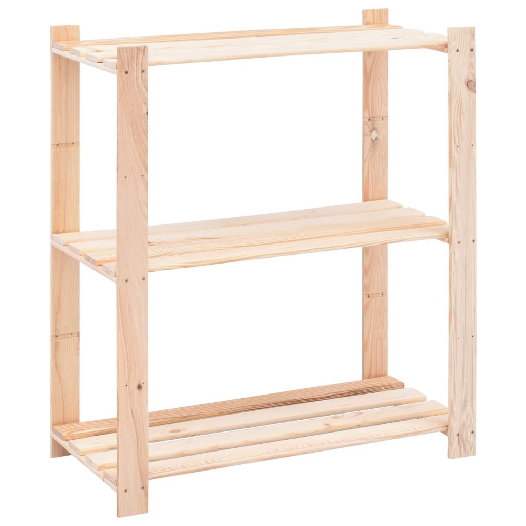 Walplus 3 Tier Solid Pine Bookcase - Brown - 80 x 38 x 90 cm