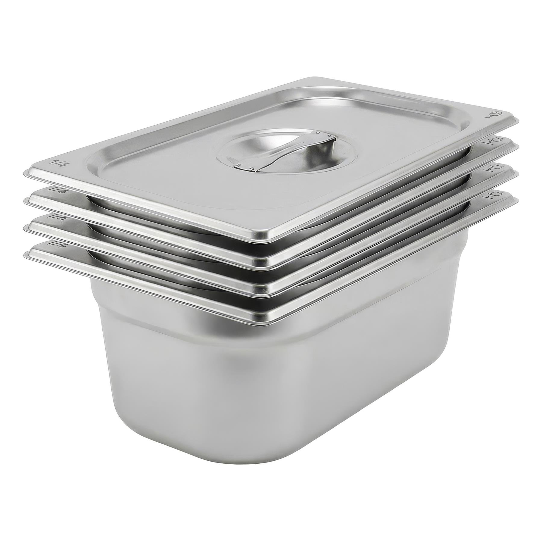 Argon Tableware Gastronorm Containers with Lid 1/4 - 2.5L - Set of 4
