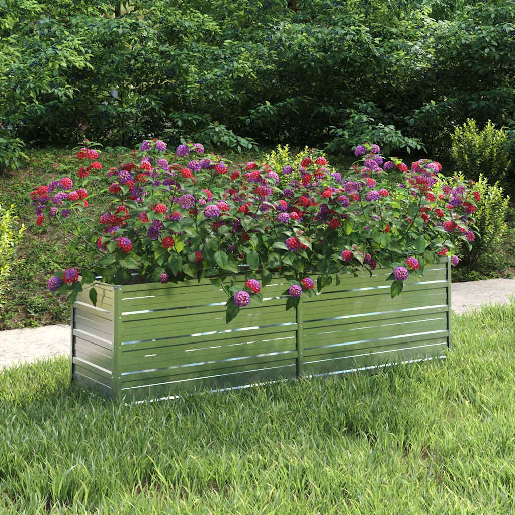 Walplus Galvanised Steel Raised Garden Bed - Silver - 160 x 40 x 45 cm