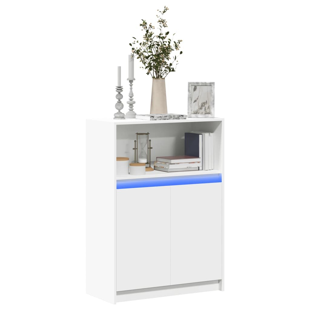 Walplus Engineered Wood LED Sideboard - White - 72 x 34 x 100 cm