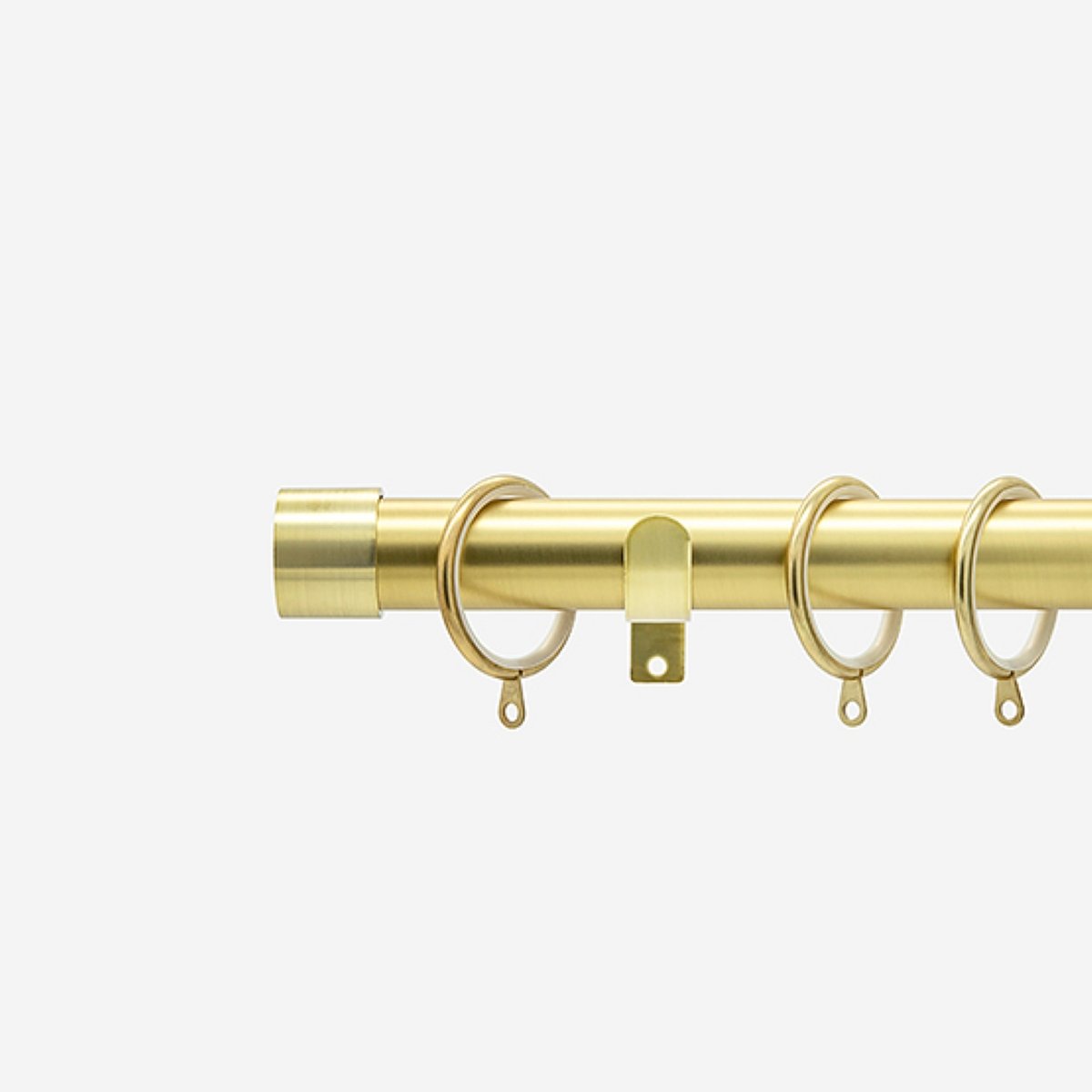 New Edge Blinds Brushed Gold 28mm End Cap Fixed Metal Curtain Pole - 150cm