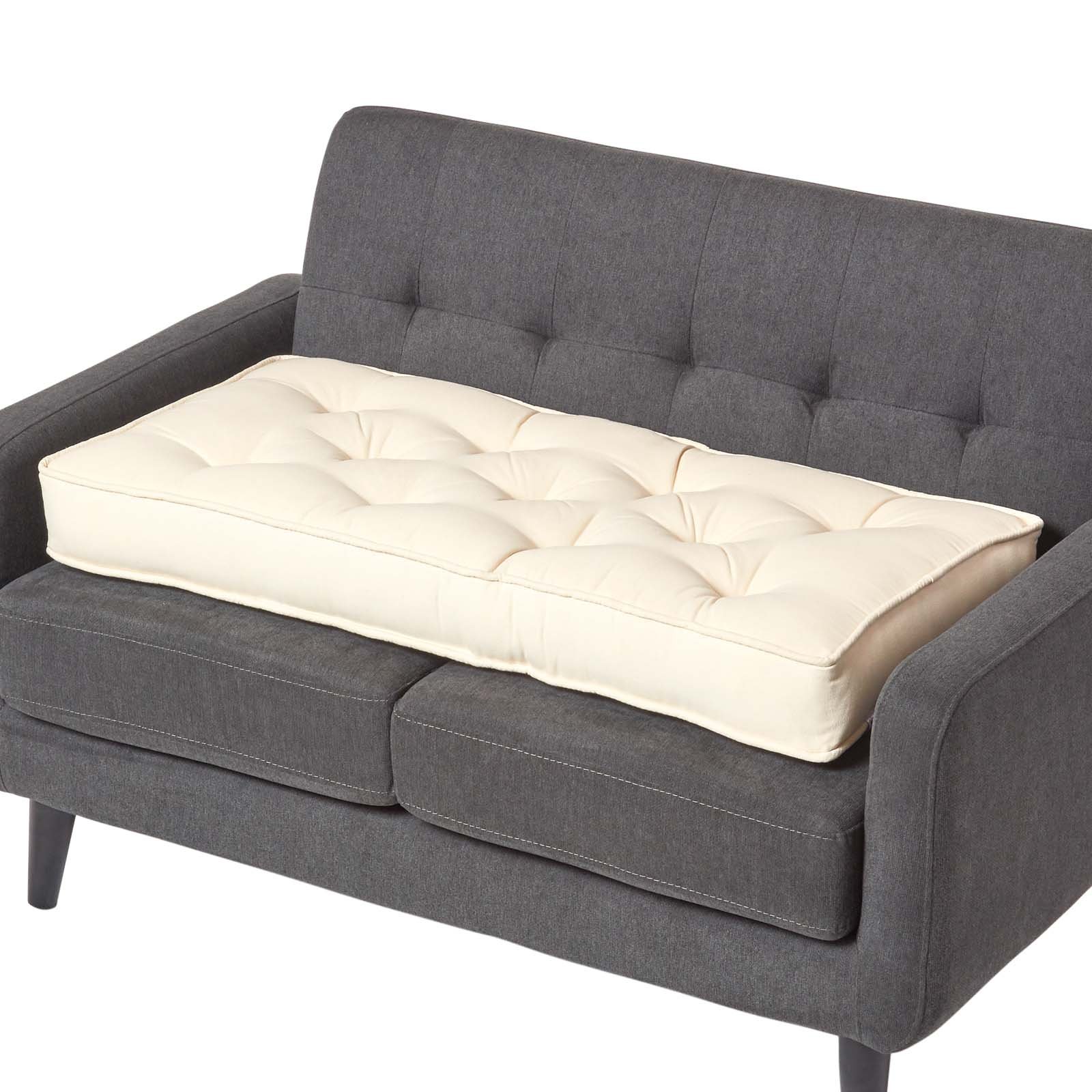 Homescapes Cotton 2 Seater Sofa Booster Cushion - Cream
