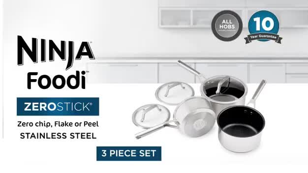 Buy Ninja Zerostick Aluminium 3 Piece Saucepan Set - Grey, Pan sets