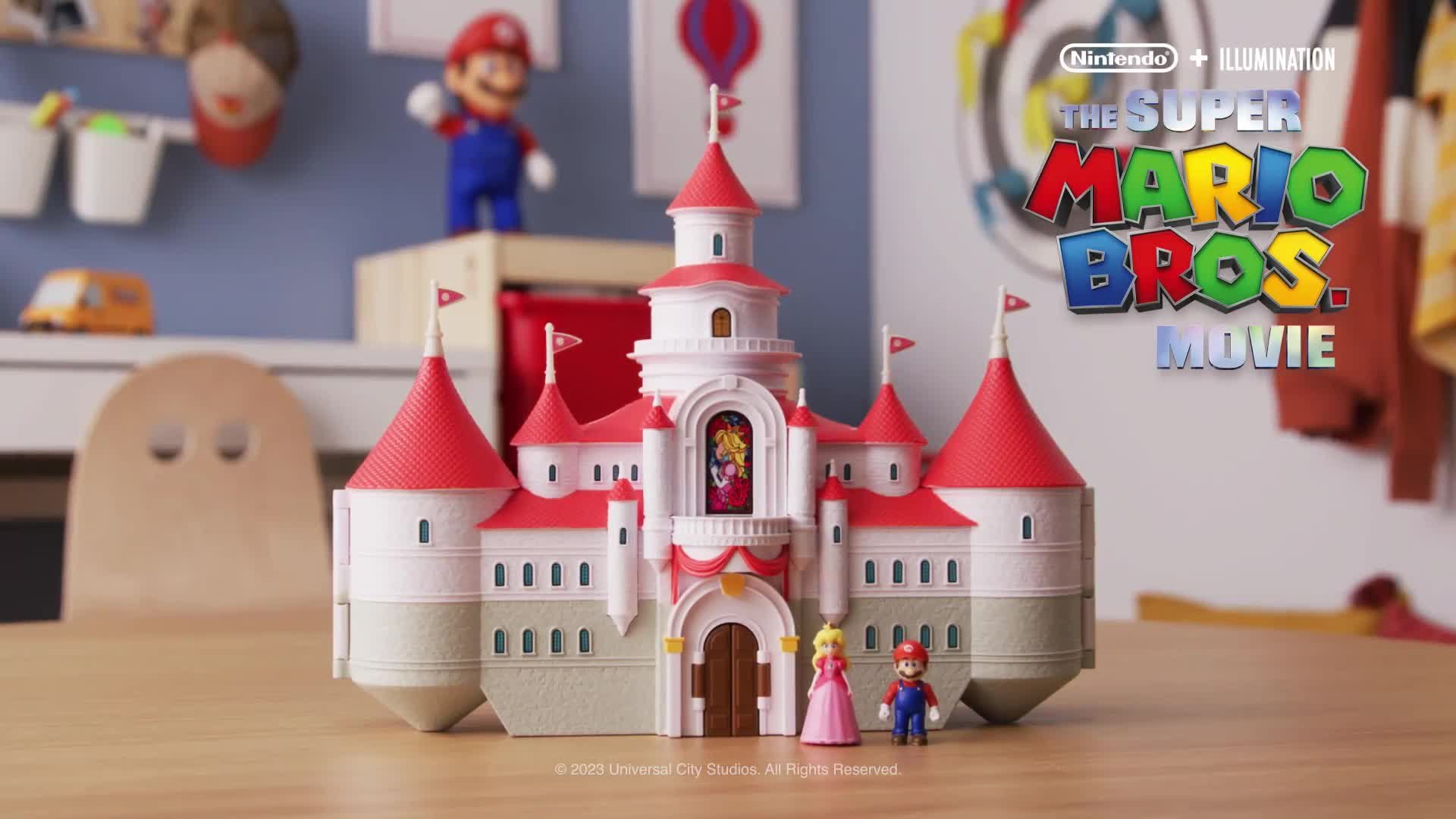 Super mario deluxe cheap mushroom kingdom castle playset