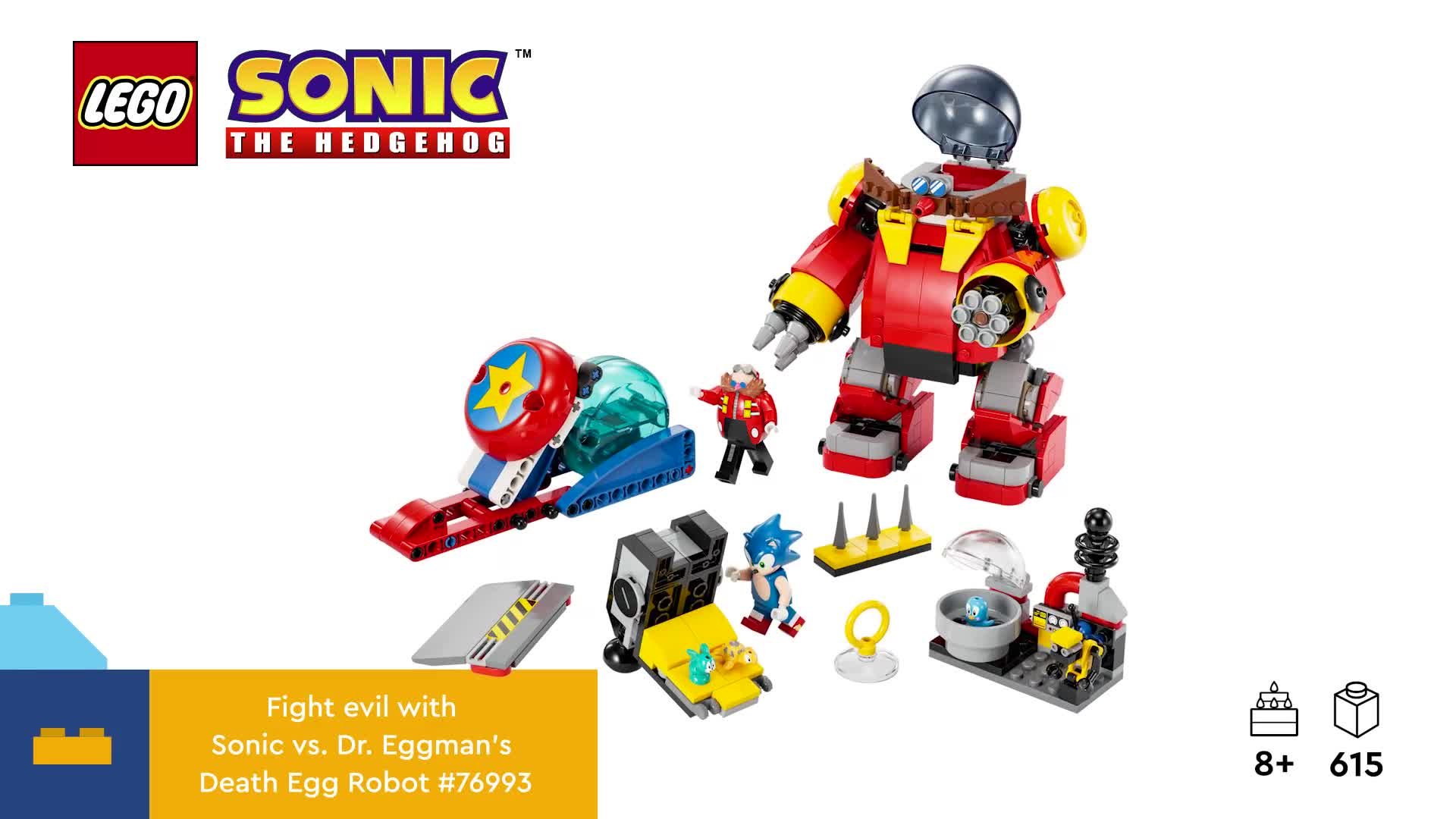 LEGO Sonic the Hedgehog Sonic vs. Dr. Eggman’s Death Egg Robot 76993  Building Toy for Sonic Fans and 8 Year Old Gamers, Includes Speed Sphere  and