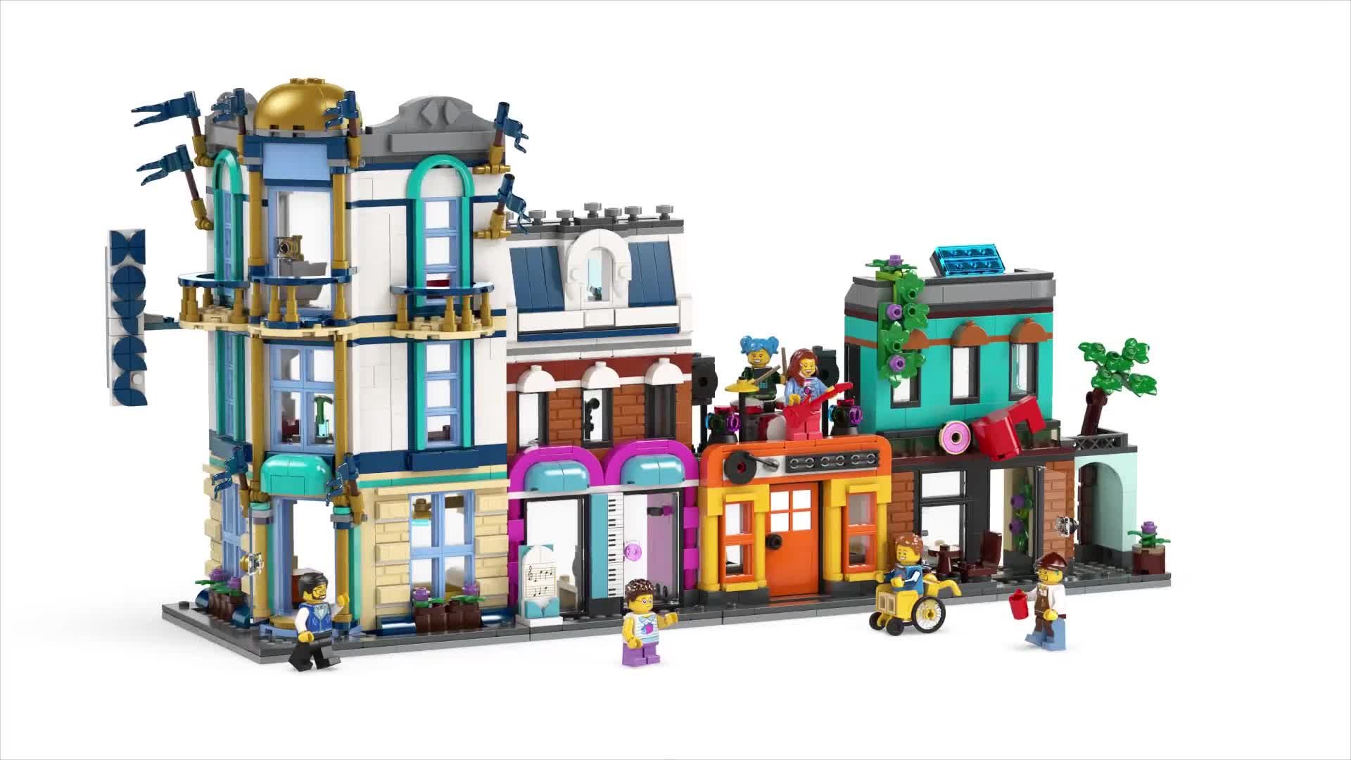 LEGO Creator Main Street 31141 Building Toy Set, 3 in 1 Features a Toy City  Art Deco Building, Market Street Hotel, Café Music Store and 6