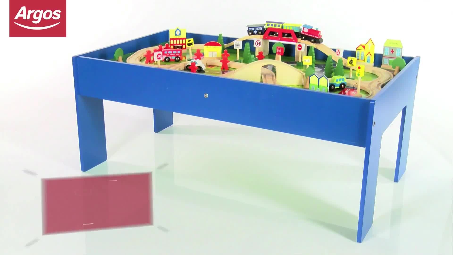 argos wooden train table