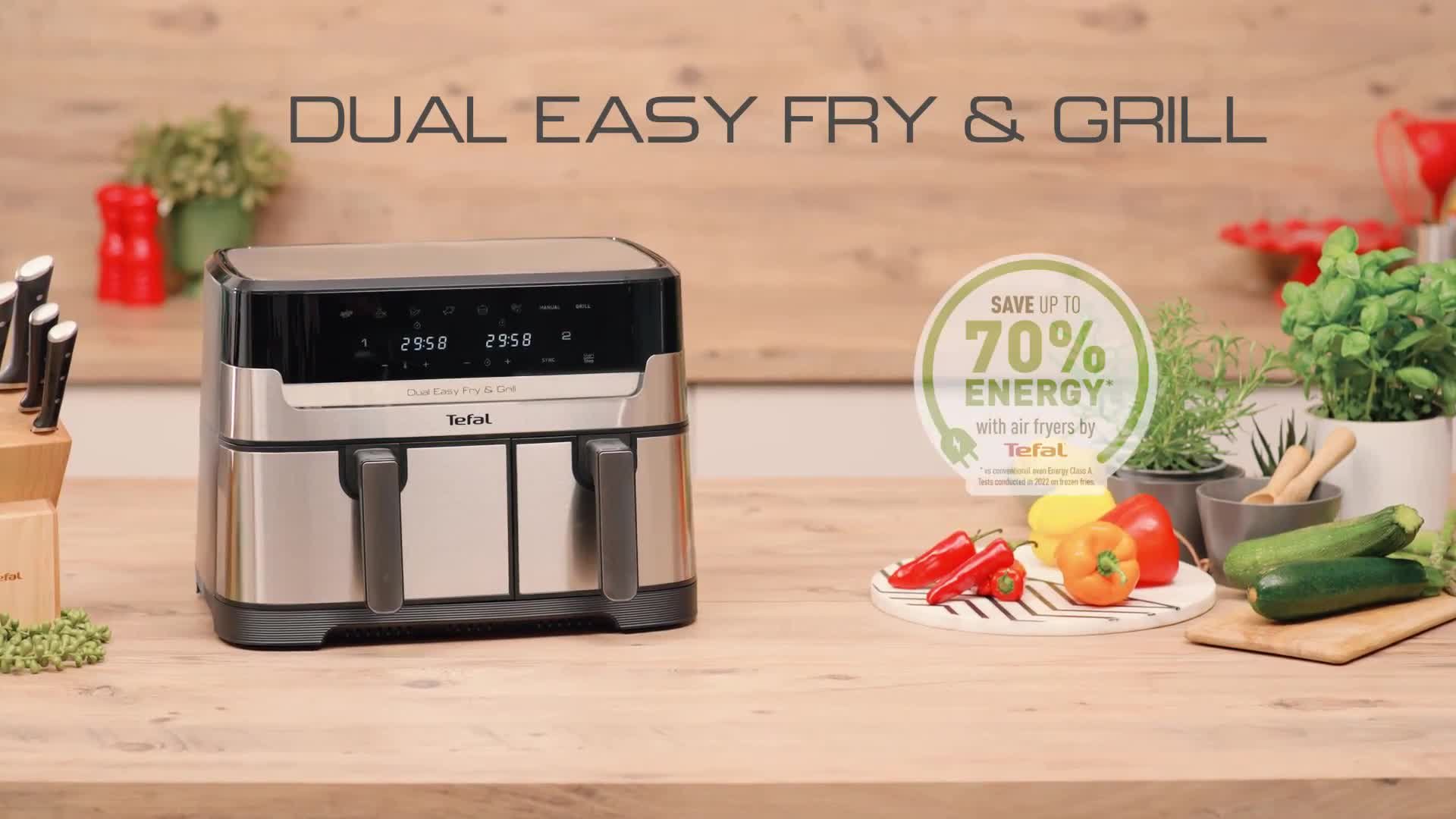 Easy Fry Dual Air Fryer & Grill EY905D40 - Stainless Steel, 8.3L