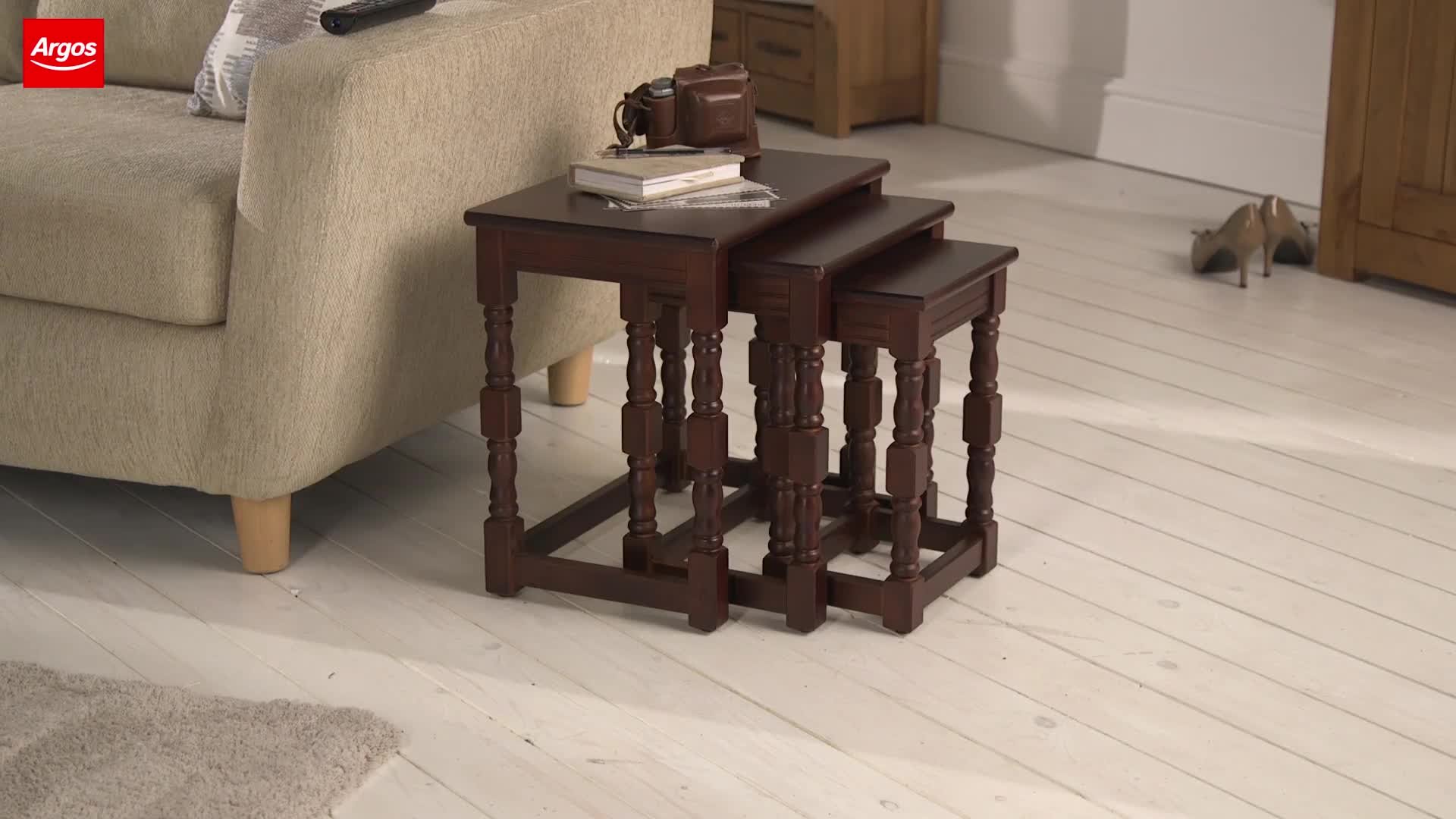 Buy Argos Home Devon Nest Of 3 Solid Pine Tables Walnut Effect Nest Of Tables Argos