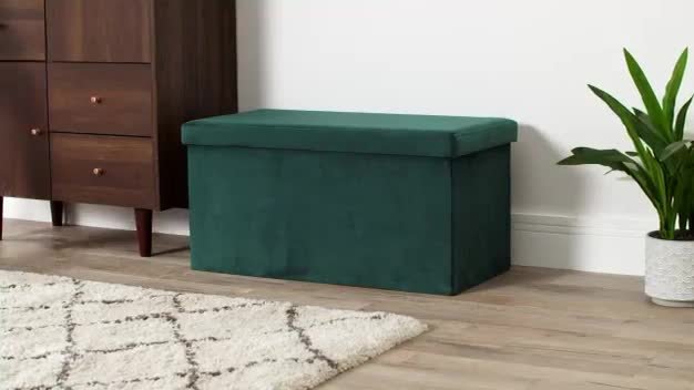 Green velvet clearance storage bench