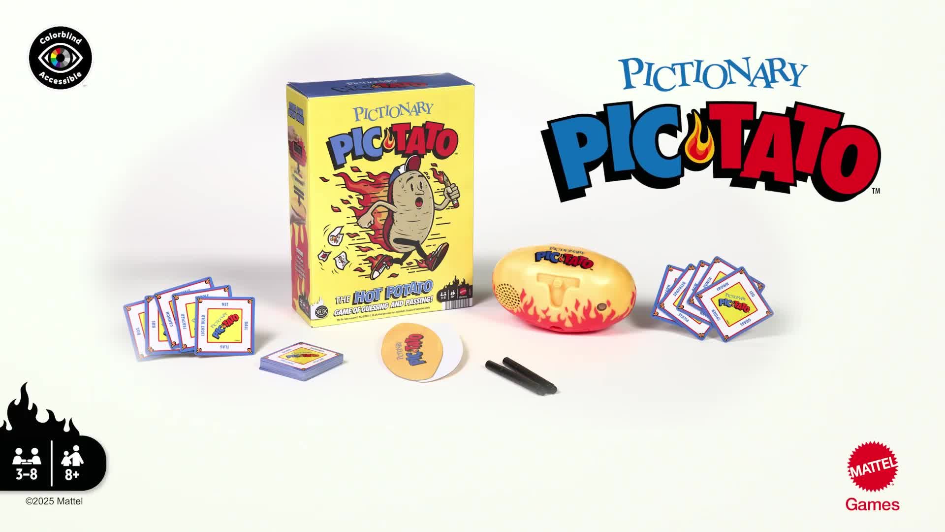 Mattel Pictionary Pic-Tato | Heiße-Kartoffel-Zeichenspiel | Mit Musik, Löschbaren Stiften & Tafeln | Für Familien & Parties