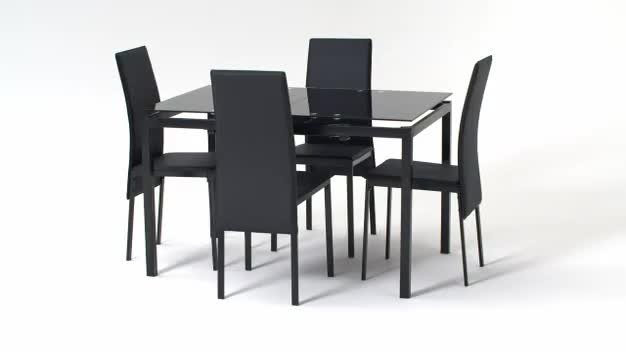 Argos black glass table and outlet chairs