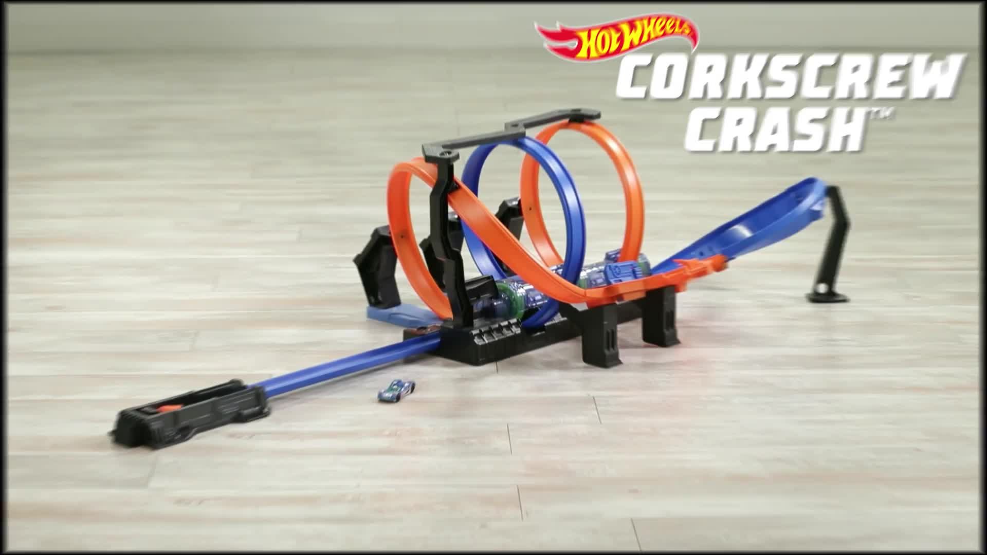 hot wheels corkscrew crash track launch set