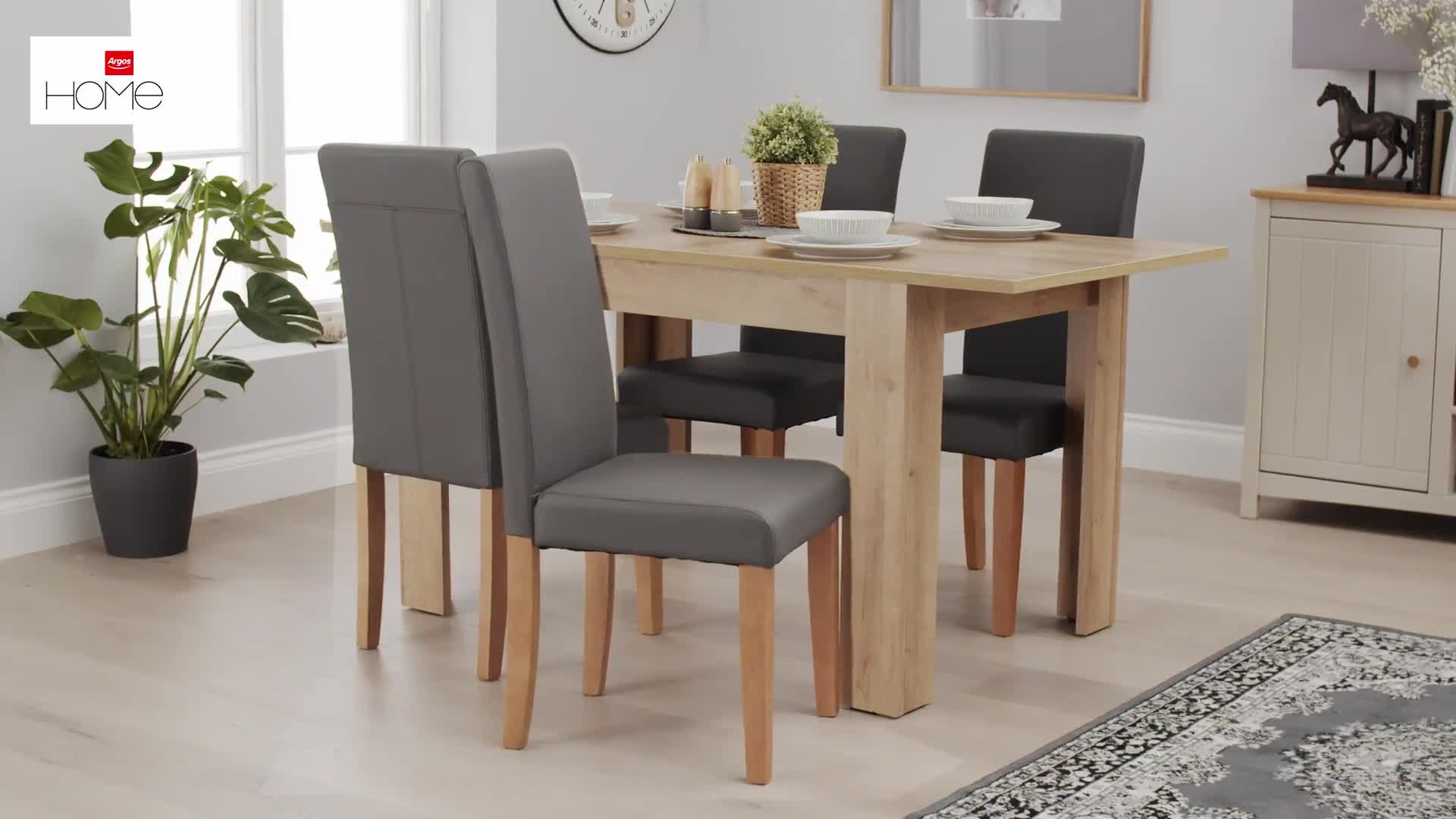 Argos home ext rectangular dining table & store 4 folding chairs