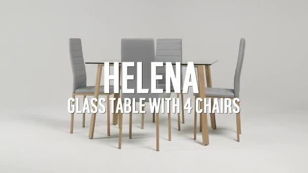 Buy Argos Home Helena Glass Dining Table 4 Grey Chairs Dining Table And Chair Sets Argos