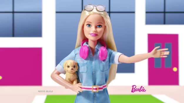 barbie travel doll & puppy playset