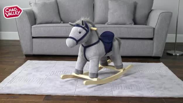 Chad Valley Grey and Blue Cord Rocking Horse