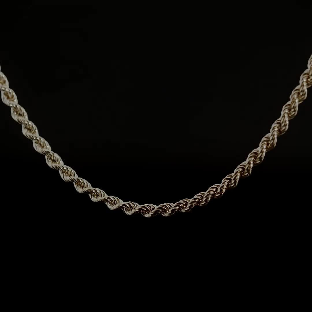 Solid gold rope chain on sale necklace