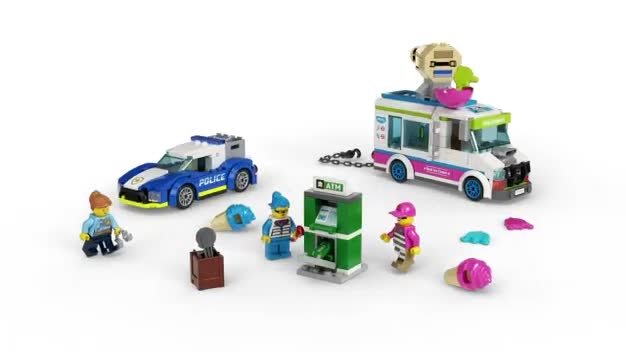 LEGO City Ice Cream Truck Police Chase Van 60314 Toy for Kids, Girls and  Boys age 5 Plus Years Old with Splat Launcher & City Police Car