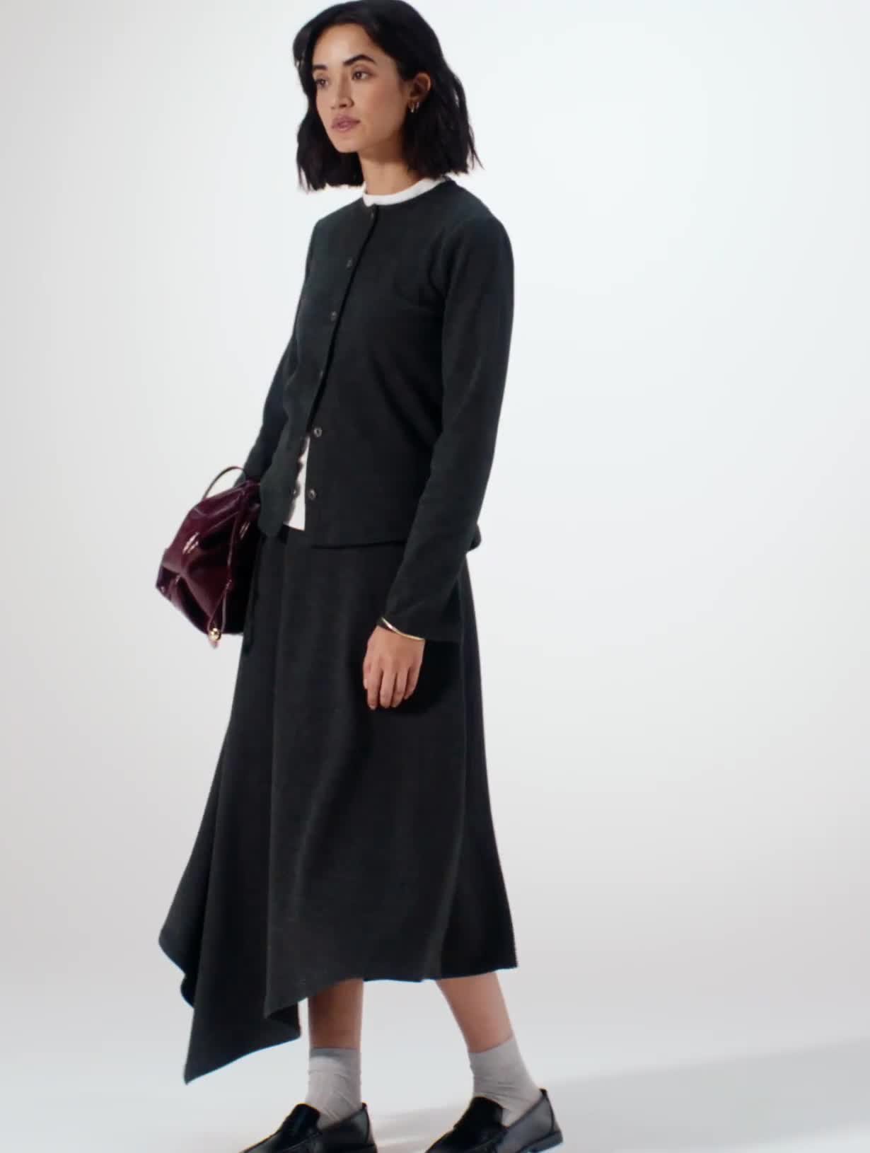 Charcoal Soft Touch Button Through Co-ord Cardigan S - Video 1 thumbnail