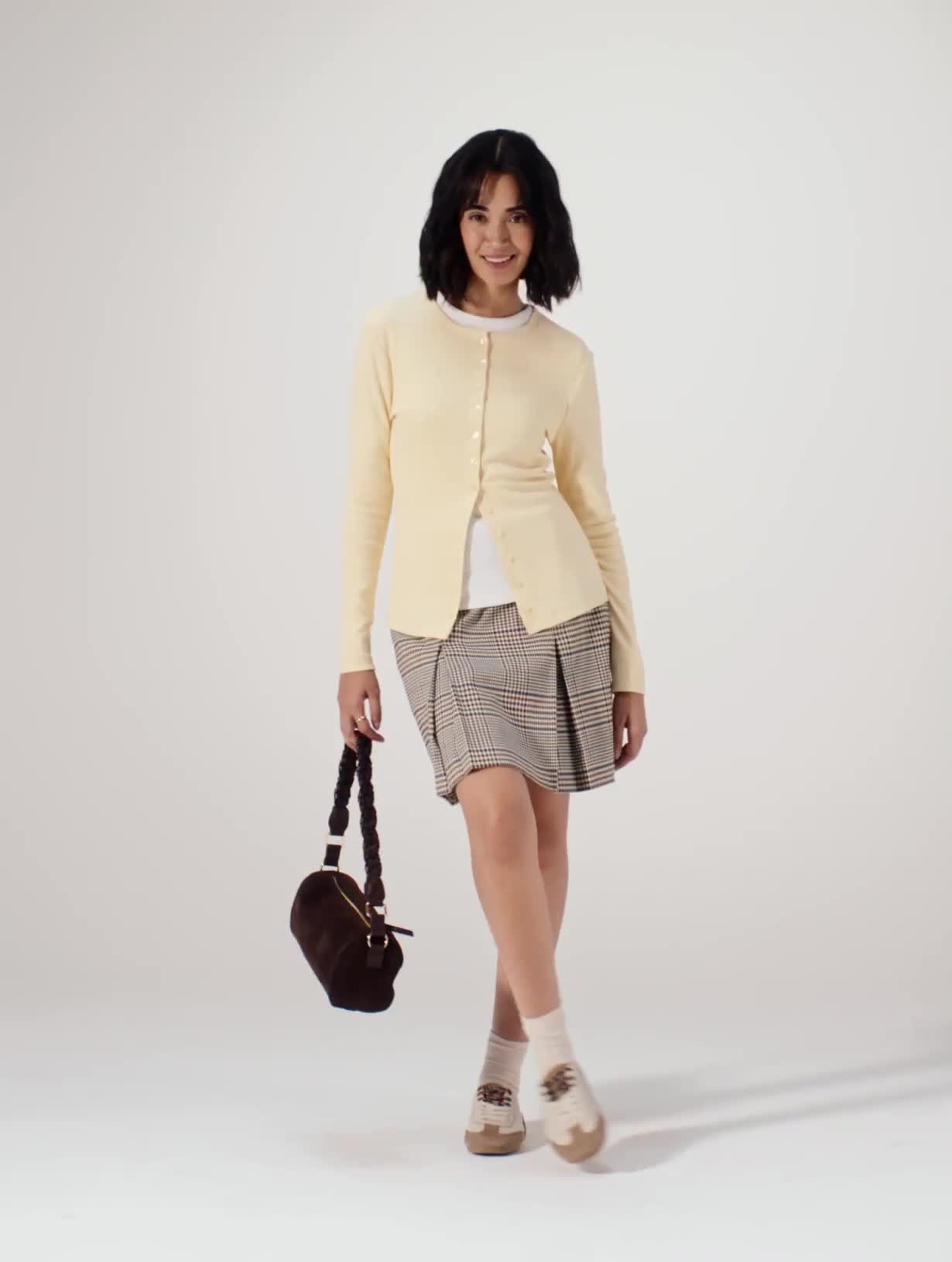Yellow Brushed Button-Up Slim Fit Top 18 - Video 1 thumbnail
